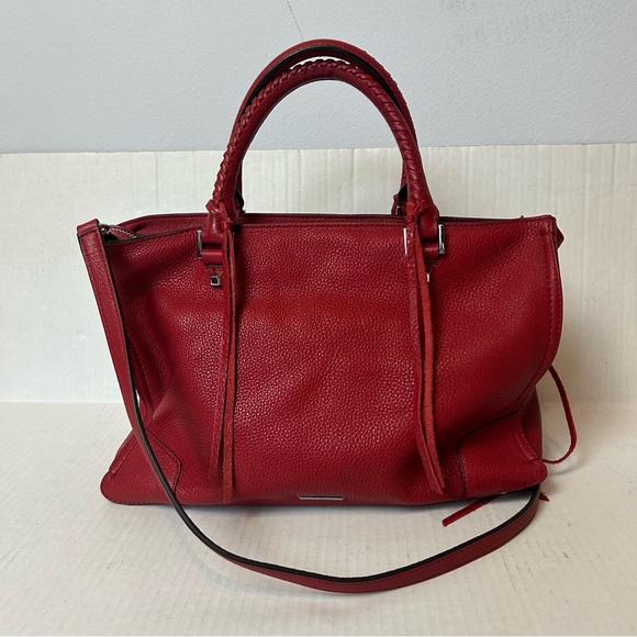 Rebecca Minkoff Regan Satchel Leather Tote In Scarlet Color - Picture 3 of 15